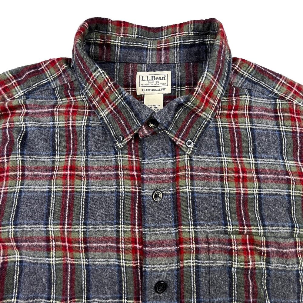 Vintage LL Bean Flannel Shirt Mens XL Plaid Traditional Fit Button Down Cotton